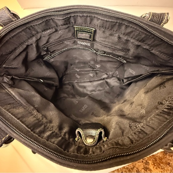 Franco Sarto Black Nylon Shoulder Bag W Smart Lite Pocket Inside Zip Closure - Picture 6 of 15